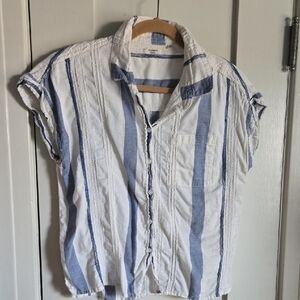Dylan Blue and White Casual Button Down Shirt